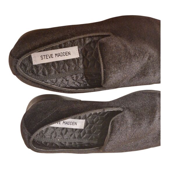 Steve Madden Black Velvet Loafers 8 Old Money Luxury Casual Formal Dark Academia - Picture 4 of 16